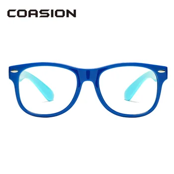 COASION Blå Lys Blokering Briller Børn Firkantede Briller Ramme Fleksibel Computer-Briller for Drenge Piger Alder 5-12 CA1605