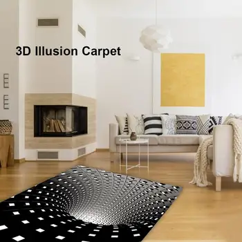 Vortex Illusion Tæppe 3D Geometriske Væg-Tæppe Anti-slip Badekar, Gulvtæppe, Mat Hjem Indgang Dørmåtte Absorberende Stue Måtter