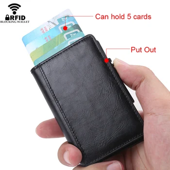 Blokerer Rfid Pop Up Mænd Tegnebog Tyndt Kort Mini Wallet for Mænd Sort han Aluminium Metal Smart Wallet-Penge Pung Walet Vallet