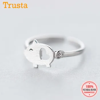 TrustDavis Sterling sølv 925 Ringe Til Kvinder Piggy Style Ægte Sølv Gave, Smykker til Kvinder, Piger DS2008