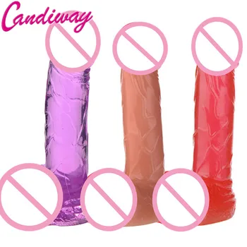 Candiway Mini-4 Farver Realistisk Dildo Med Kraftig sugekop Kvindelige Onani Voksen Sex Legetøj Til Par 1PC