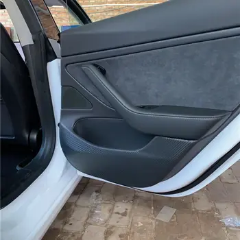 4stk Mode Carbon Fiber Sticker Til Tesla 2018-2020 Model 3 Side Døren Anti-Kick Klistermærke Til Bil Tilbehør Dekorativt Mærkat