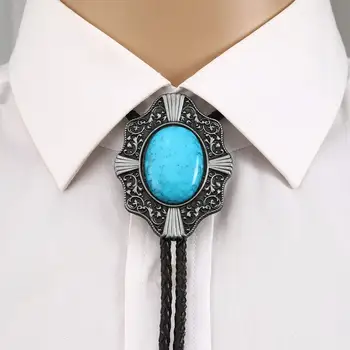 Blå turkis bolo tie for mennesket handmakde Indiske cowboy vestlige tøser zink legering slips