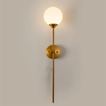 Nordisk kloden væglamper rose gold lampe Minimalistisk design, Kunst Indretning korridor lys bed side hvidt glas kugle væglampe kobber