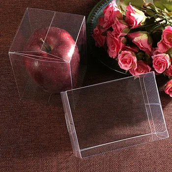 9*9*6cm-9*9*18cmCreative klar PVC box Rektangulær miljøbeskyttelse materiale Display box Europæiske bryllup gave&Candy box