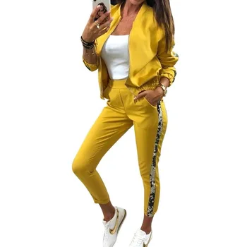 Guld fashion 2020 Nyt Design, Mode Hot Salg Jakkesæt Kvinder Træningsdragt To-stykke Tøj Stil Sweatshirt Sport Slid