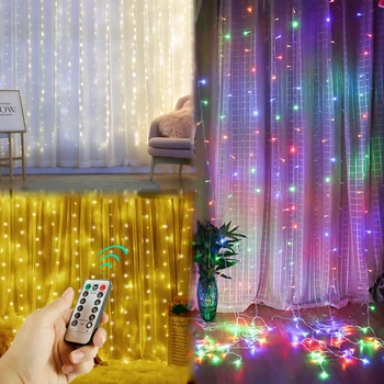 LED julelys Udsmykning Gardin String Lys USB-Fairy Lights Garland Hjem Bryllup, Ferie Belysning, Indretning med Fjernbetjening