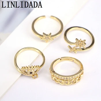 10stk Mix form cz ring,cubic zircon micro bane ring,justerbar forgyldt cz ring Charme engros