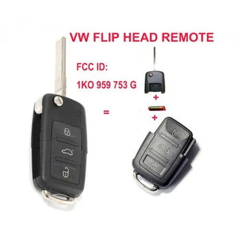 1K0 959 753 G 1K0959753G Folde Flip Nøgle med Keyless Entry Fjernbetjening Sender Til VW-VOLKSWAGEN, SEAT 3-Knappen 434MHZ med ID48 Chip