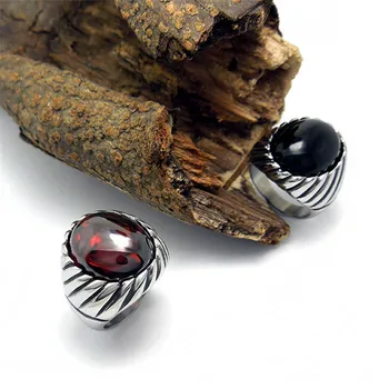 ZORCVENS Nye Design Ring Vintage Sort Rød Finger Ring Mode Noble Luksus Elegante Charme Stainlee Stål Ring For Mænd