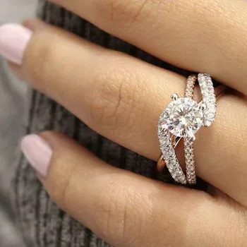 Ny mode smykker kvinders mode zircon ringe, rose guld ring engagement gaver