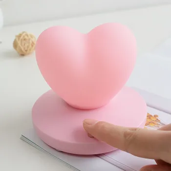 Mini Hjerte formet Nat Lys Silikone Touch Sensor Home Decor Romantisk LED bordlamper