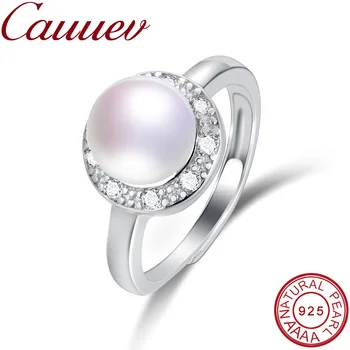 Cauuev kvindelige ring,justerbar naturlige perle ring engagement smykker engagement ring kvinder pige bryllup begivenhed smykker tilbehør