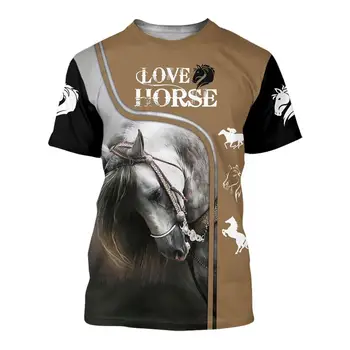 2020 sommeren Nye Mode Tshirt Kærlighed Hest Mønster Smuk Trykt Mænd Kvinder Tshirt O-Neck Tops Casual Harajuku 3D-T-shirt