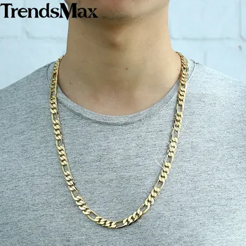 Trendsmax Mænds Halskæde Kvinder Guld Fyldt Figaro Kæde Halskæde til Mænd Mandlige Smykker Engros 9mm 18-36