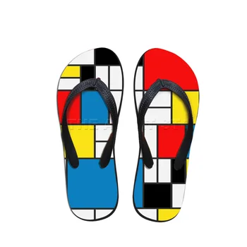 Sommeren Mænd Flip Flops Piet Mondrian Tilpassede Høj Kvalitet Beach Sandaler 2020 Anti-slip Casual Sko oliemaleri Gratis Dropship