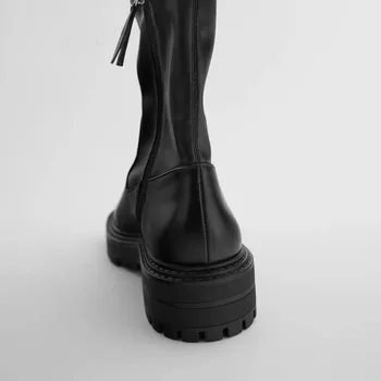 2020 Nye Vinter Kvinders Sko, Sort Rille Eneste, Side lynlås Korte Støvler, flad bund Mode Ankel støvler
