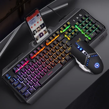Gaming Sæt RGB-Tastatur Øretelefon Mus 3 Farver Baggrundsbelyst Tastatur med 104 Tasterne Kablede standbylys Mus RGB Kabel Hovedtelefon