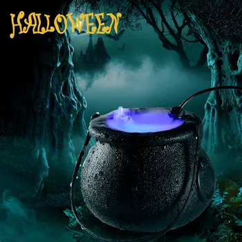 Halloween Witch Pot Røg Maskine FØRTE Luftfugter Farve Skiftende Uhyggelig Udsmykning Halloween Fest DIY Scene Layout Sjov Toy 2020