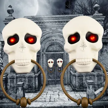 2020 Nye Halloween Dørklokken Horror Rekvisitter Led Kraniet Trick Toy Haunted House Party Supplies Led Skull Pumpkin Hjem Dekoration