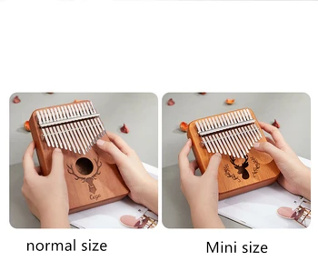 Mini Kalimba Thumb Piano 17 Nøgler Rensdyr Mønster Bærbare Finger Mbira Gaver til Børn og Voksne Begyndere