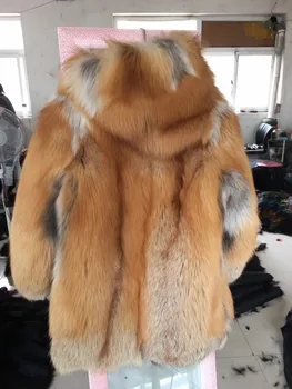 Længde 75 cm tykkere og varme naturlige virkelige red fox fur frakker til kvinder luksus hele huden ægte ræv pels hætteklædte jakke til kvinder
