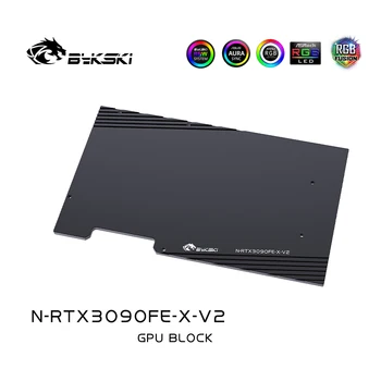 Bykski Vand Blok brug for NVIIDIA RTX 3090 Grundlægger Udgave GPU Kort / Fuld Dækning Kobber Radiator Blok /EN-RGB / RGB