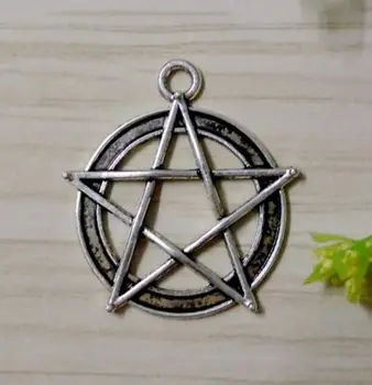 Engros 50STK Pentagram Pentacle Charme Vedhæng Wicca Hedenske Gotiske Smykker at Gøre 31x28mm
