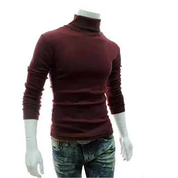 2020 Nye Efterår og Vinter Mænd Sweater Mænd Rullekrave Solid Farve Casual Sweater Mænd er Slim Fit Mærke Strikkede Pullovers
