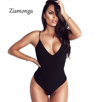 Ziamonga 2017 Mode Trænings-Og Bodysuit Kvinder Ærmer Og Ryg-Solid Sexet Bandage Krop Rompers Dame Buksedragt Slank Bodyer