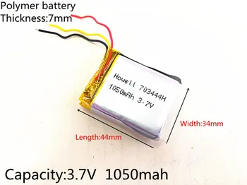 3 linje: 3,7 V 1050mAh Genopladeligt li-Polymer Li-ion Batteri Til hovedtelefoner fartskriver MODEL SP5 mp3-mp4, GPS 703444 073444