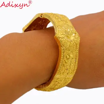 Adixyn Bred Dubai Armbånd Til Kvinder/Piger 24k Guld Farve/Kobber Armringe og Armbånd Afrikanske/Arabiske/Kenya/Midt Påske N10271