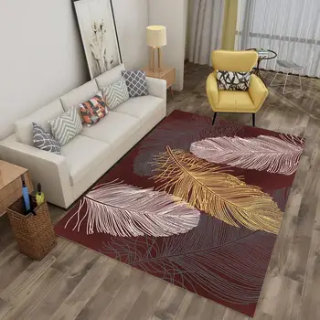 Moderne 3D Stort Område Tæppe Fjer Firkantet Tæppe, Non-slip Dekorative Væg Mat til Family Room 5Size