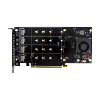 PCIe 3.0 X16 PLX8747 til 4 Port M. 2 NVMe SSD-Adapter udvidelseskort Quad Mkey Nvme til Pci-E Converter til PC 32G/bps win10 linux