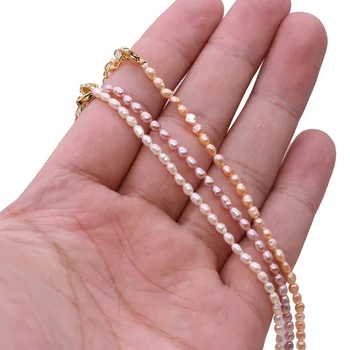 AA Naturlige Ferskvands Perle Halskæde Ris Form Perler Smykker til Kvinder Bryllup Gaver Mode Kobber Kæde Halskæde Chokers