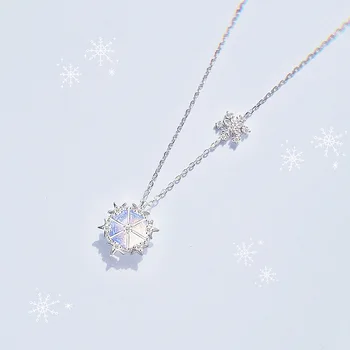 925 Sterling Sølv Snowfake Vedhæng Choker koreanske Halskæde Til Kvinder Erklæring Bryllup Jul Smykker dz593