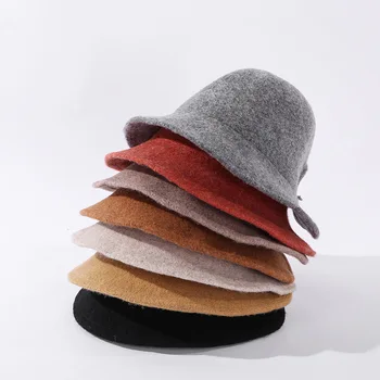 Nye efterår og vinter uld fiskeren hat i solid farve efter split varmt bassin hat temperament alsidig casual strik hat