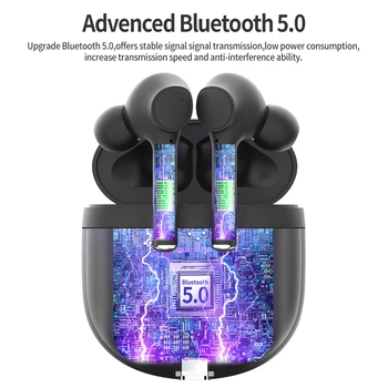 Bluetooth Hovedtelefoner TWS Øretelefoner Trådløse Hovedtelefoner Smart Touch-Kontrol Headset Hovedtelefon til Sport 7-9Hours Spilletid