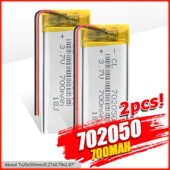 700mAh 702050 3,7 V Lithium-Polymer-LiPo Genopladeligt Batteri Til Mp3-MP4 MP5 GPS-hovedtelefon-PAD DVD-E-bog bluetooth kamera