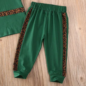 2020 Mode Spædbarn Baby Piger Tøj Sæt Leopard Print Kort Ærme T-Shirts Tops+Bukser Sommer Outfits