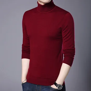 Turtleneck sweater mænd er løs strik sweater med lange ærmer top mode pullover fa9100