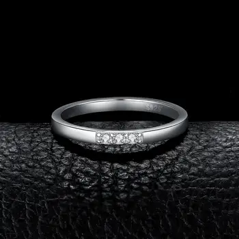 JewPalace 3 Sten vielsesringe 925 Sterling Sølv Ringe for Kvinder Stabelbare Jubilæum Ring Evighed Band Sølv 925 Smykker