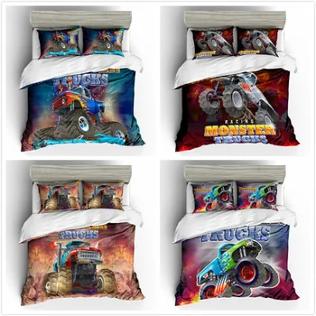 3D Monster Truck Strøelse Sæt børnenes Tegnefilm Hjem Tekstil-2/3stk Sengetøj