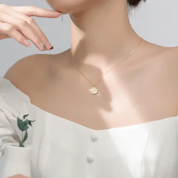 INZATT Ægte 925 Sterling Sølv Zircon Stjernede Runde Vedhæng Choker halskæder For Mode Kvinder part Søde Fine Smykker Tilbehør