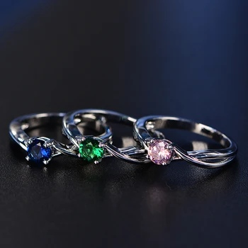 Ægte 925 Sterling Sølv Natural Pink Kvarts Smaragd-Ædelsten Zircon Bryllup Engagement Cocktaill Enkel Luksus Ring Smykker