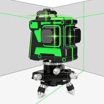 Laser-Niveau 12 Linjer 3D selvnivellerende 360 Vandret Og Lodret på Tværs af Super Kraftig Grøn Laser Beam-Line