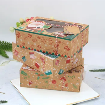 12PCS Kraftpapir Santa Claus med Reb Tags Slik Dragee gaveæske Cookie Tasker Emballage Kasser Jul Weddidng Part Indretning