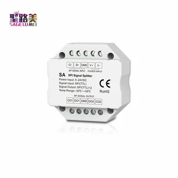 SA DM5-24V 12V SPI Signal Splitter Dobbelte måde LED-forstærker 2-gruppe SPI (TTL) signaler udgang til SPI digitale RGB-eller RGBW LED strip
