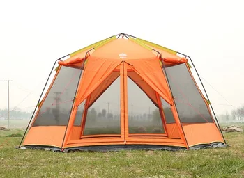UV-sekskantet Udendørs camping vilde kæmpe telt camping telt camping 8-12 dobbelt regntæt myg telt, fortelt have, pergola