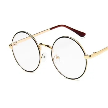 Klassisk Vintage Runde Solbriller Kvinder Retro Fashion Klar Linse Eye Solbriller Mænd Metal Nuancer Almindeligt Glas Briller
